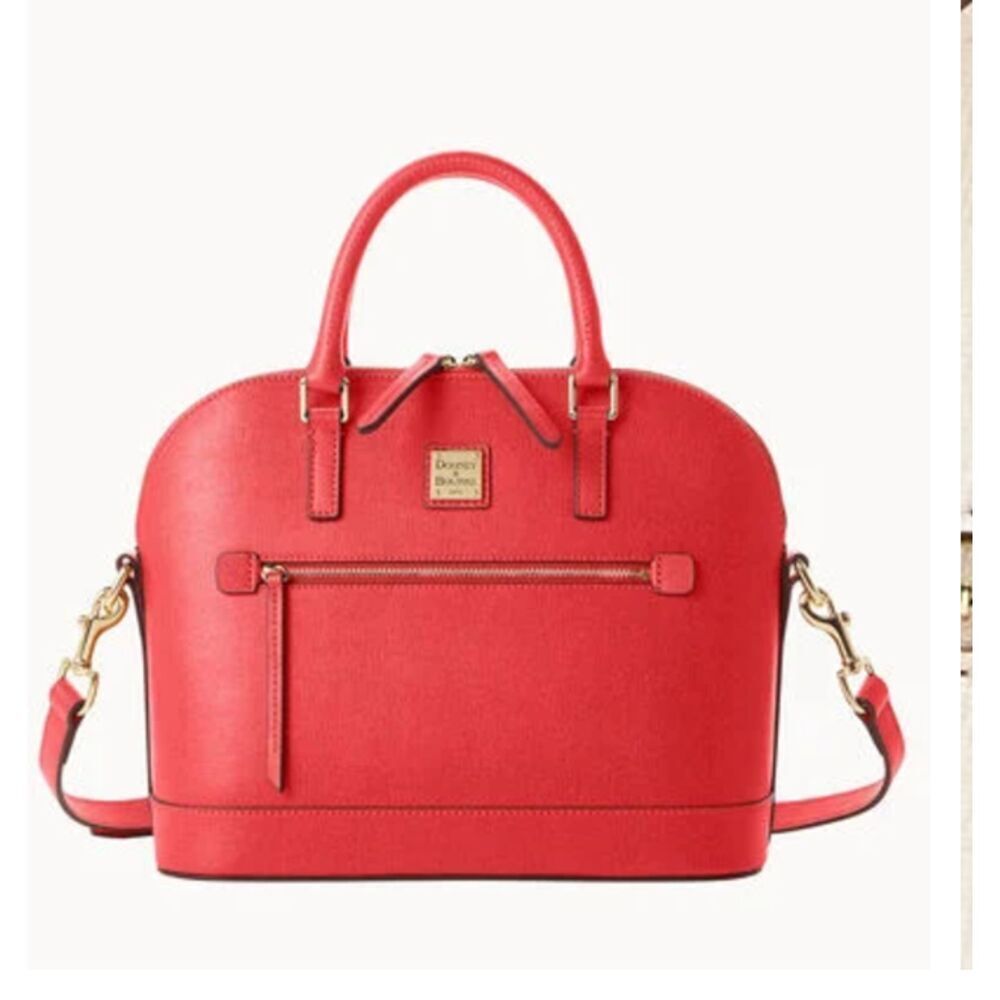 Dooney & Burke Saffiano Domed Zip Satchel in Tomato